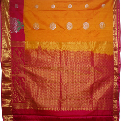 "Mustard color Kanchi fancy silk saree NSHR-6 (with Blouse) - Click here to View more details about this Product